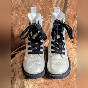 Thereabouts Kids Silver Sparkle Combat Boots